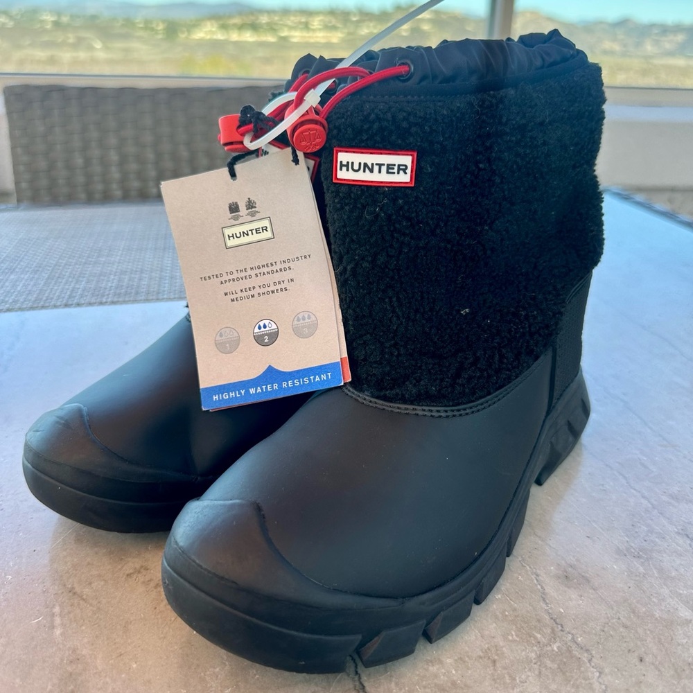 Hunter Kids Black and Red Waterproof Boots